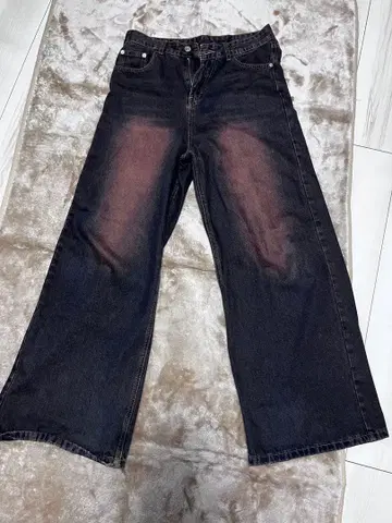 다크 블루 와이드 레그 데님