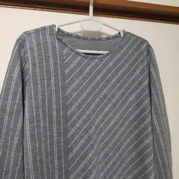 미제르 변형 스트라이프 패턴 긴팔 튜닉 블루 그레이 계열