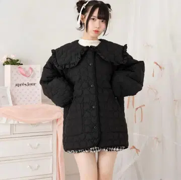 Apresjour 하트 퀼팅 아우터 블랙