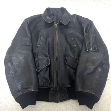 80s 남성용 비기 A-2 플라이트 자켓 올 가죽 가죽 빈티지