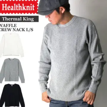 헬스니트 서멀킹 와플 헤비 웨이트 크루넥 롱 T