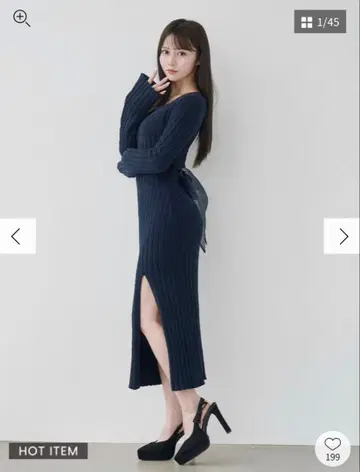 EATME BACK 리본 리브 니트 원피스