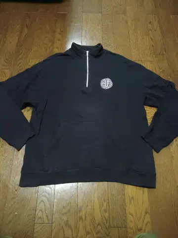 HUF 맨투맨 하프 지퍼 후드티 XXL 블랙 자수