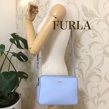 [ 양호 ] FURLA 카메라백 숄더 스카이블루 가죽