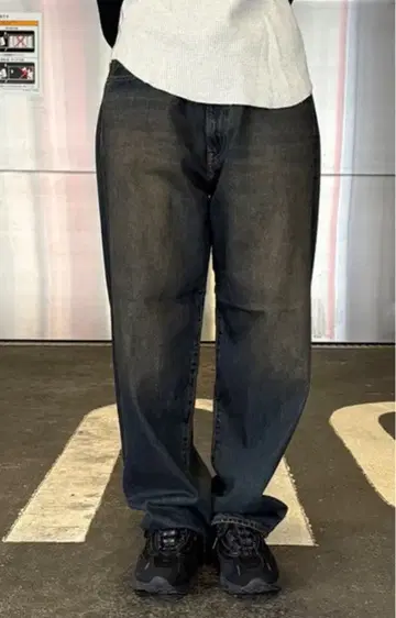 Beams 와이드 데님 팬츠