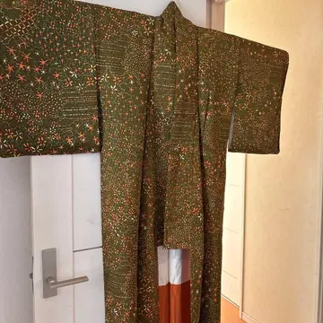 코몬 기모노 그린 컬러 꽃무늬 화장 67 교육용 실 포함