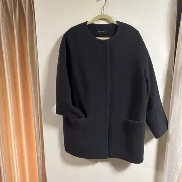 INDIVI 인디비 42 빅 사이즈 노카라 짙은 그레이 코트