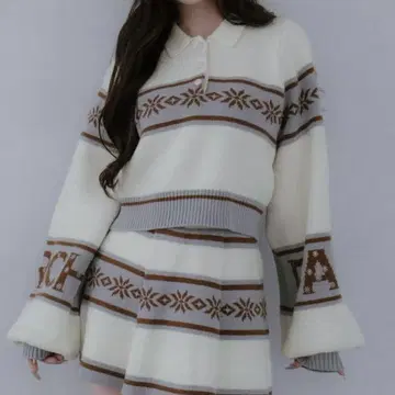 다리치 스노우 패턴 라메 니트