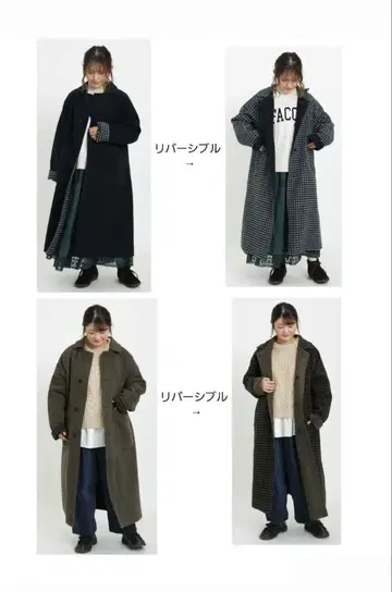 [ 미사용 새상품 ] 사만사 모스모스 리버서블 롱 코트 2벌 세트