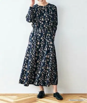 택 포함 People Tree x Moomin 콜라보 원피스 M