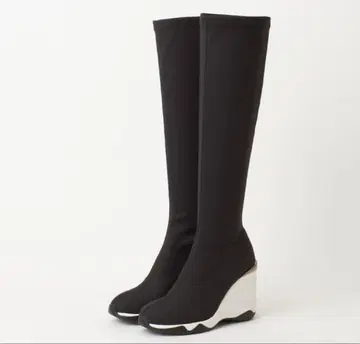 DIANA 블랙 롱 부츠 웨지솔