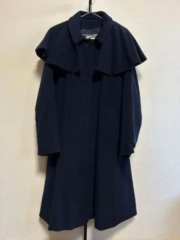 캔디 스트리퍼 프릴 칼라 롱 코트 M 네이비