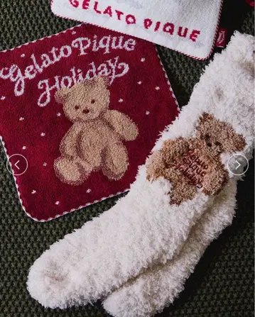 새상품 택 포함 젤라또피케 스노우 베어 자수 입욕 룸삭스