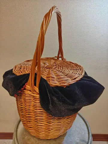 원형 바스켓백 블랙 천 커버 포함