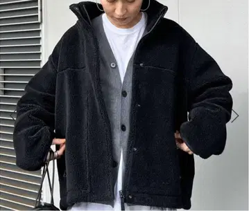 FRAMeWORK 25AW 울 보아 스탠드 블루종 네이비 38