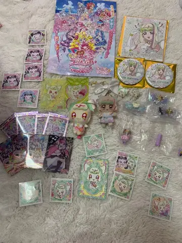 큐어즈 큔 키미프리전 색지 캔뱃지 봉제 인형 키링 카드