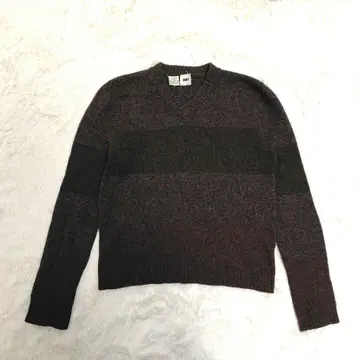 DKNY V넥 스웨터 S 그레이 울