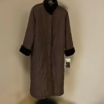 브라운 퍼 포함 롱 코트 M