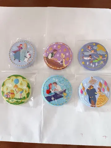 디즈니 자수 캔 배지 6개 세트