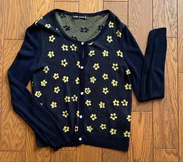 MARY QUANT 꽃무늬 패턴 니트 가디건
