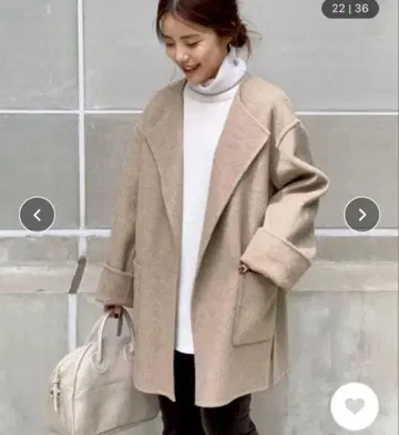 새상품급 스픽 앤 스팬 노카라 리버 코트 모카