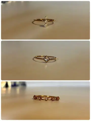 agete 10K 반지 9호 다이아 펄 큐빅 지르코니아