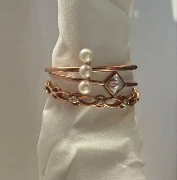 agete 10K 반지 9호 다이아 펄 큐빅 지르코니아