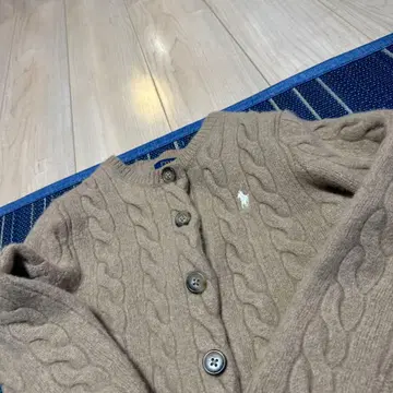 POLO 브라운 케이블 니트 가디건