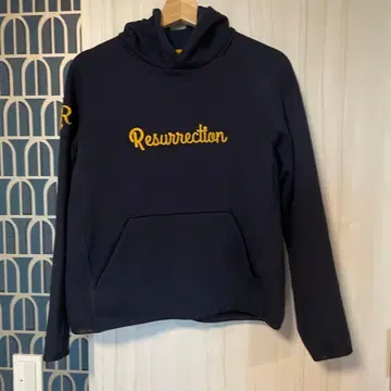 레저렉션 네이비 후드 부착 속기모 후드티