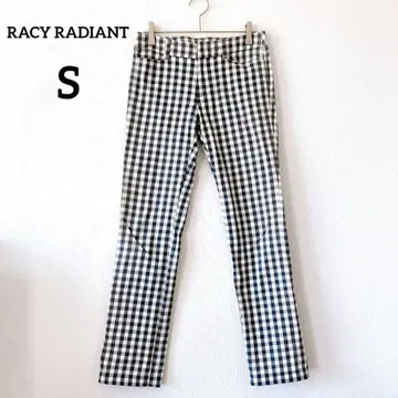 레이시 랜트 스키니 팬츠 S 화이트 블랙 깅엄 체크 슬림 197