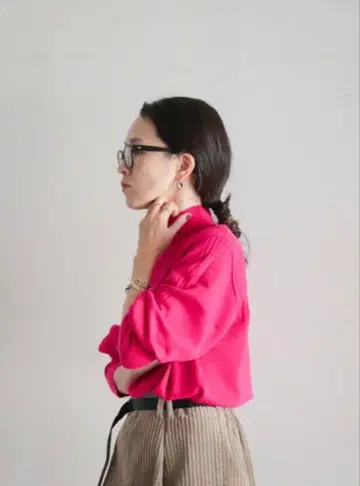 새상품급 FIL DE FER 울 블렌드 터틀 니트 핑크