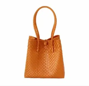 오렌지 뜨개질 바스켓백