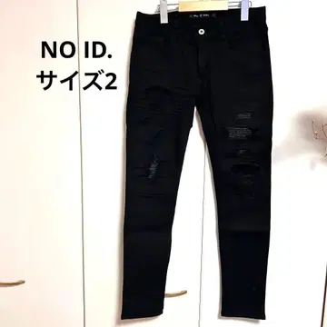 블랙 스키니 데님 데미지 가공