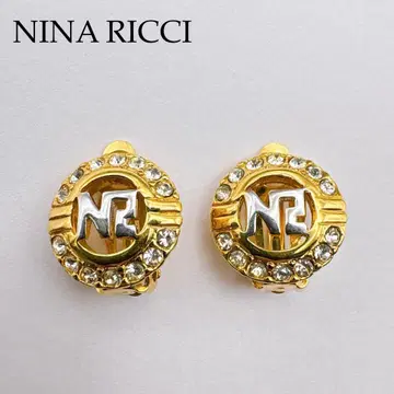 [ NINA RICCI ] NR 로고 클리어 스톤 골드 귀찌 고급