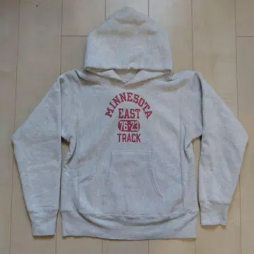 챔피온 리버스 위브 후드티 멜란지 그레이 빨간색 단색 택 S 사이즈