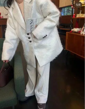 lawgy shaggy accent button jacket coat