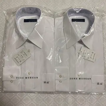 DUKE MORGAN 화이트 긴팔 드레스 셔츠 38-82 2장 세트