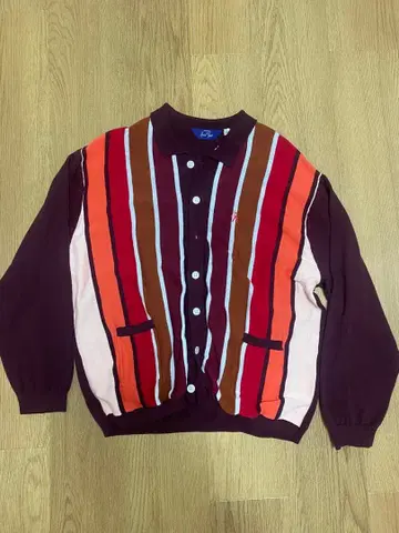 Special Guest 버건디 스트라이프 가디건 L