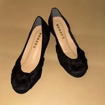 CAVOUR 블랙 펌프스 S 사이즈 리본 새상품급 스웨이드 느낌