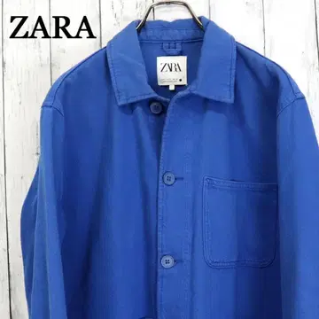 ZARA 자라 컬러 데님 커버올 자켓 퓨어 블루 S