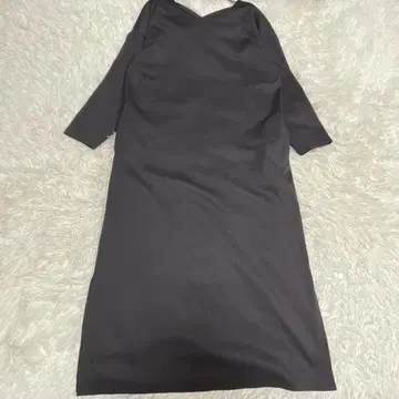 UNTITLED 다크 그레이 롱 원피스 포켓 7부 소매 새상품급