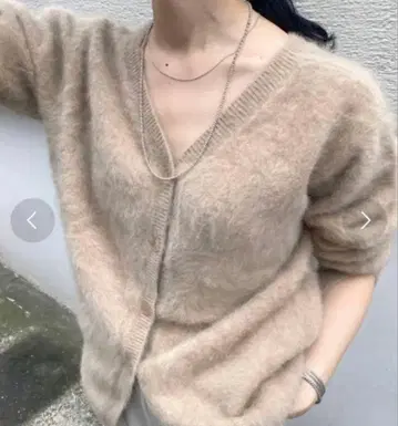 시너리 shenery 퍼 캐시미어 3way 니트 가디건 베이지