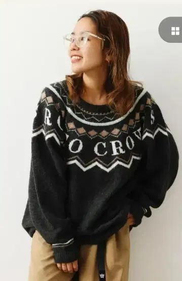 RODEO CROWNS 기하학 패턴 긴팔 니트