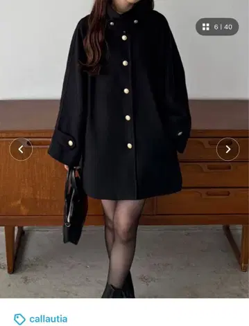 골드 버튼 미들 코트 callautia