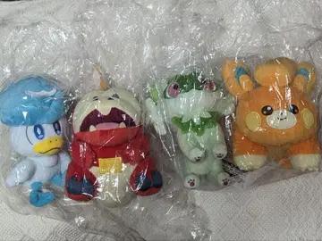 포켓몬 봉제 인형 4개 세트 꾸왁스 뜨아거(호게타) 냐오하 파모