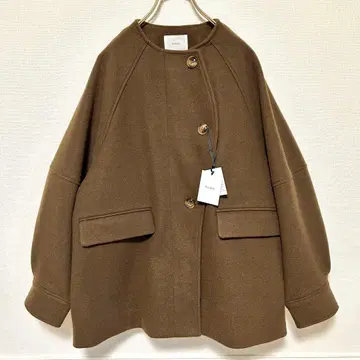 hinari 완판템 웨이브 디자인 미들 코트 브라운 S