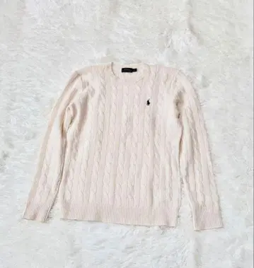새상품급 폴로 랄프로렌 스웨터 케이블 화이트 포니 자수 모 캐시미어 혼방