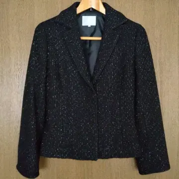 블랙 라메 믹스 트위드풍 스커트 수트