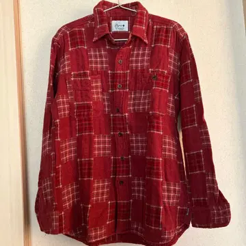 파파스 빨간색 체크 무늬 플란넬 셔츠 일본제