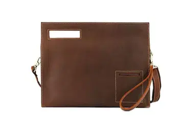 인기 천연 가죽 브라운 레더 비즈니스 백